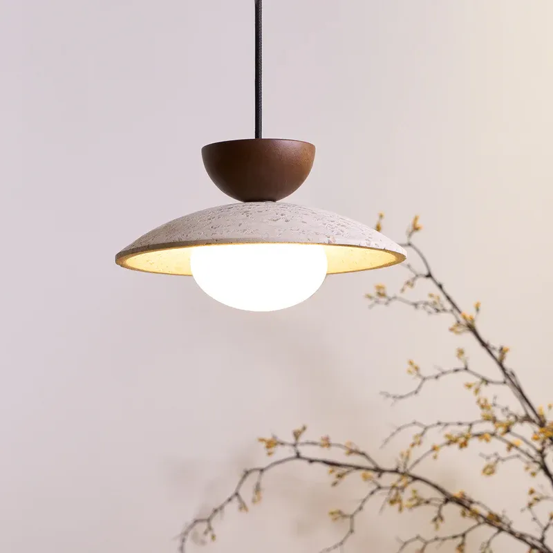 Zaid Modern Round Travertine Pendant Light Shades Dining Room