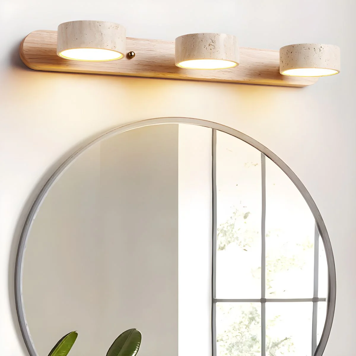 Zaid Modern Minimalism LED Stone Wood Wall Light Bathroom Bedroom