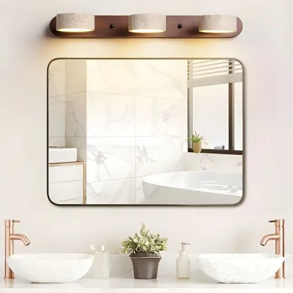 Zaid Modern Minimalism LED Stone Wood Wall Light Bathroom Bedroom
