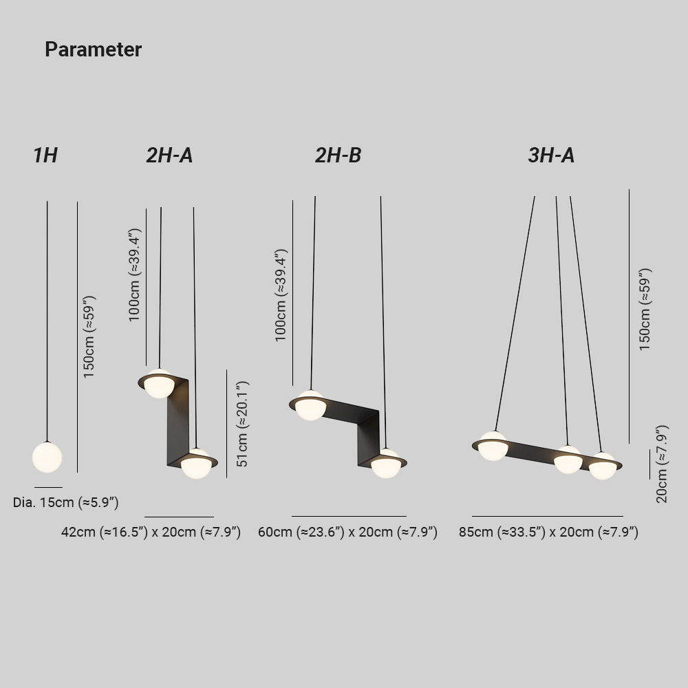 Orr Minimalisme Noir Métal Verre Suspensions Chambre à Coucher Salon