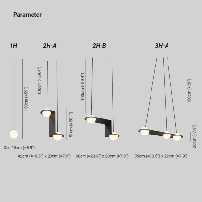 Orr Minimalisme Noir Métal Verre Suspensions Chambre à Coucher Salon