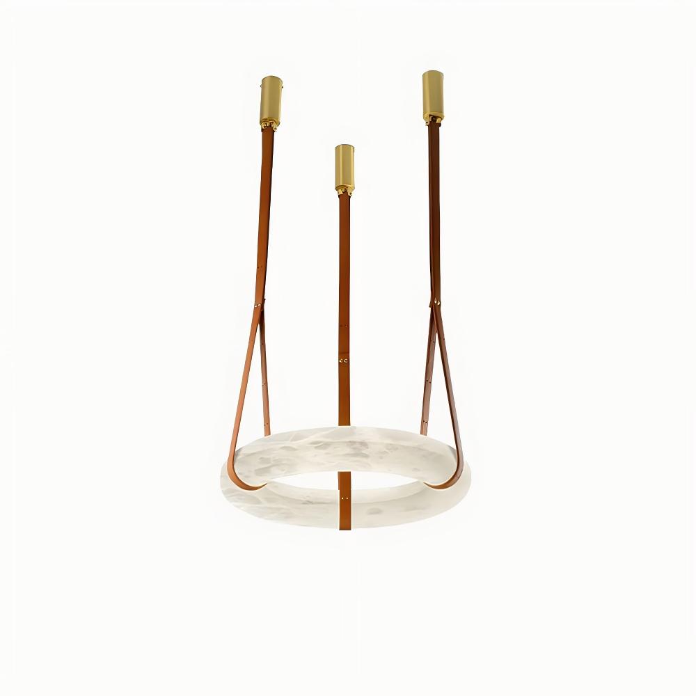 Jade Ancien Inhabituel Albâtre Cuir Suspensions Salon Salle à Manger