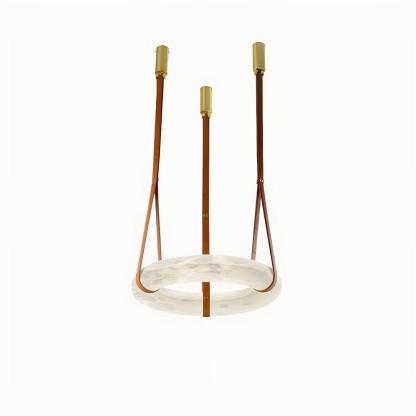 Jade Ancien Inhabituel Albâtre Cuir Suspensions Salon Salle à Manger