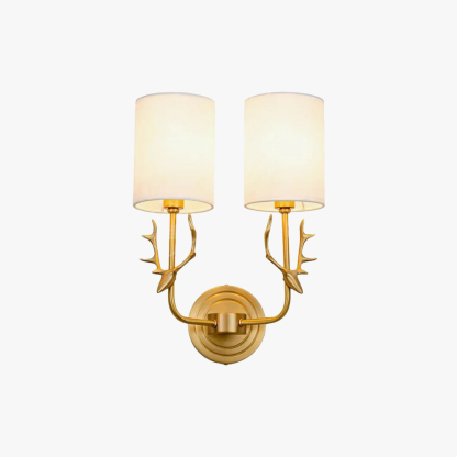 Alessio Vintage Brass Deer Head Fabric Wall Light Bedroom Hallway