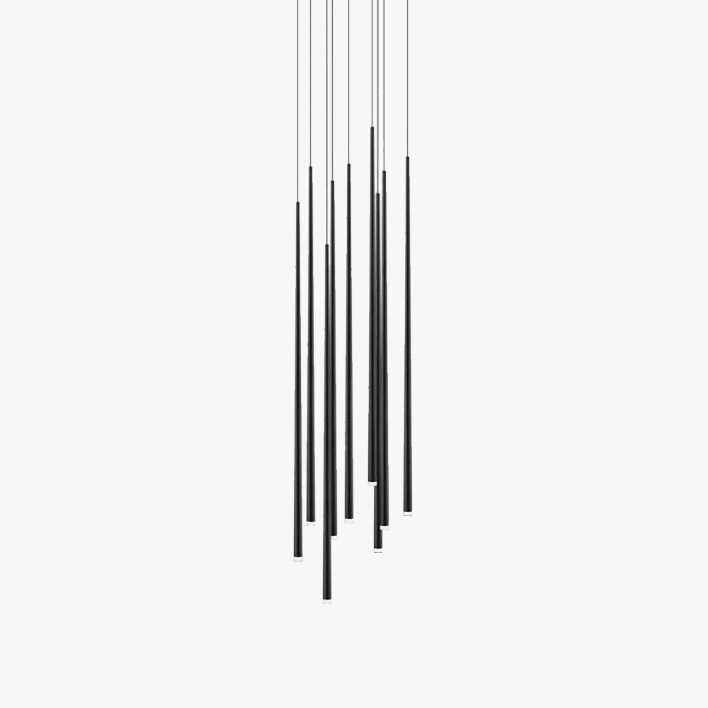 Edge Modern Slender Cone Metal Chandelier Hallway Living Room