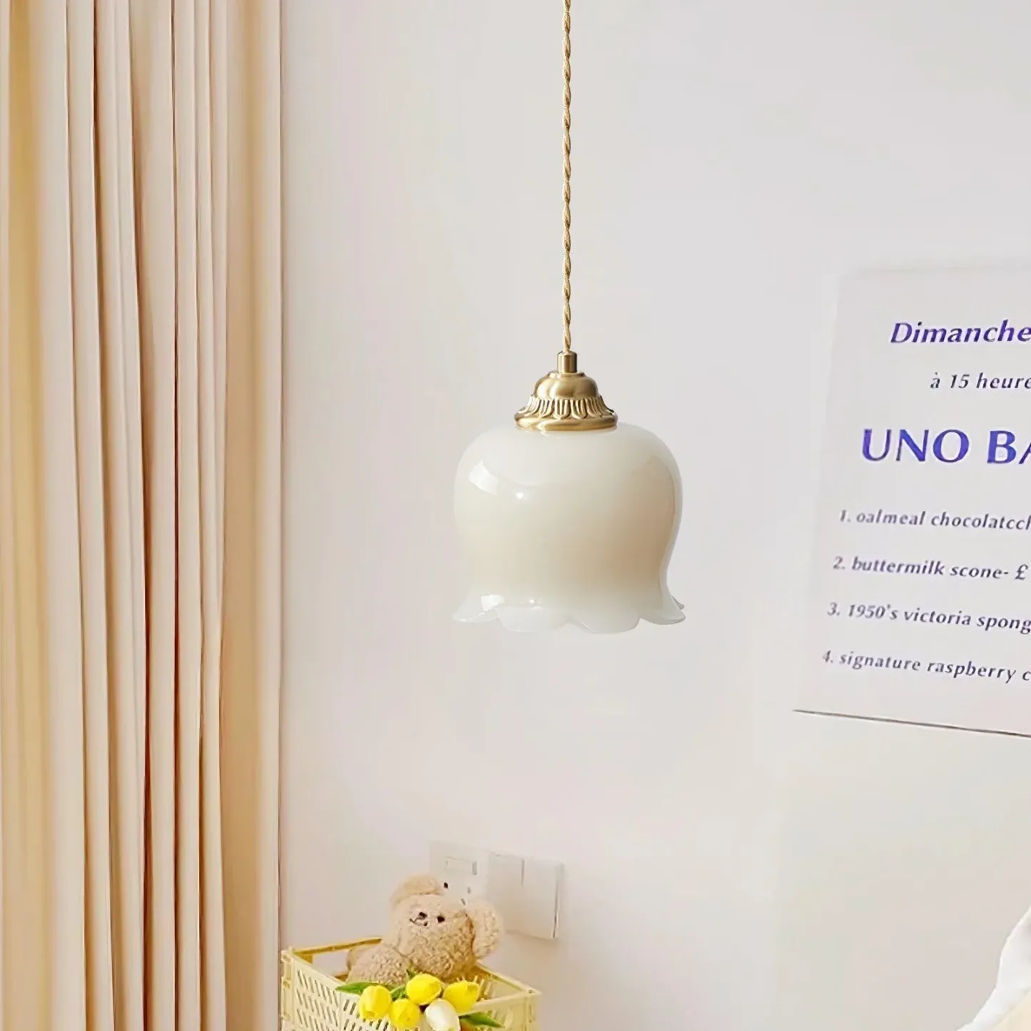 Carins Vintage Flower Resin Pendant Light Bedroom Living Dining Room