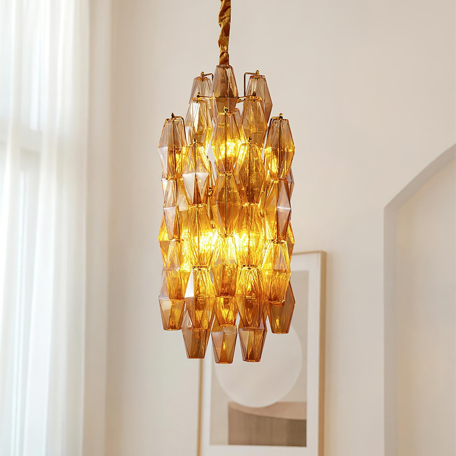 Verona Crystal Amber Pendant Lamp