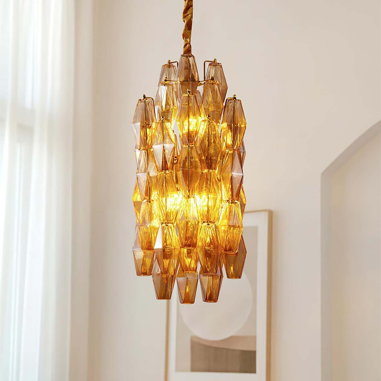 Verona Crystal Amber Pendant Lamp