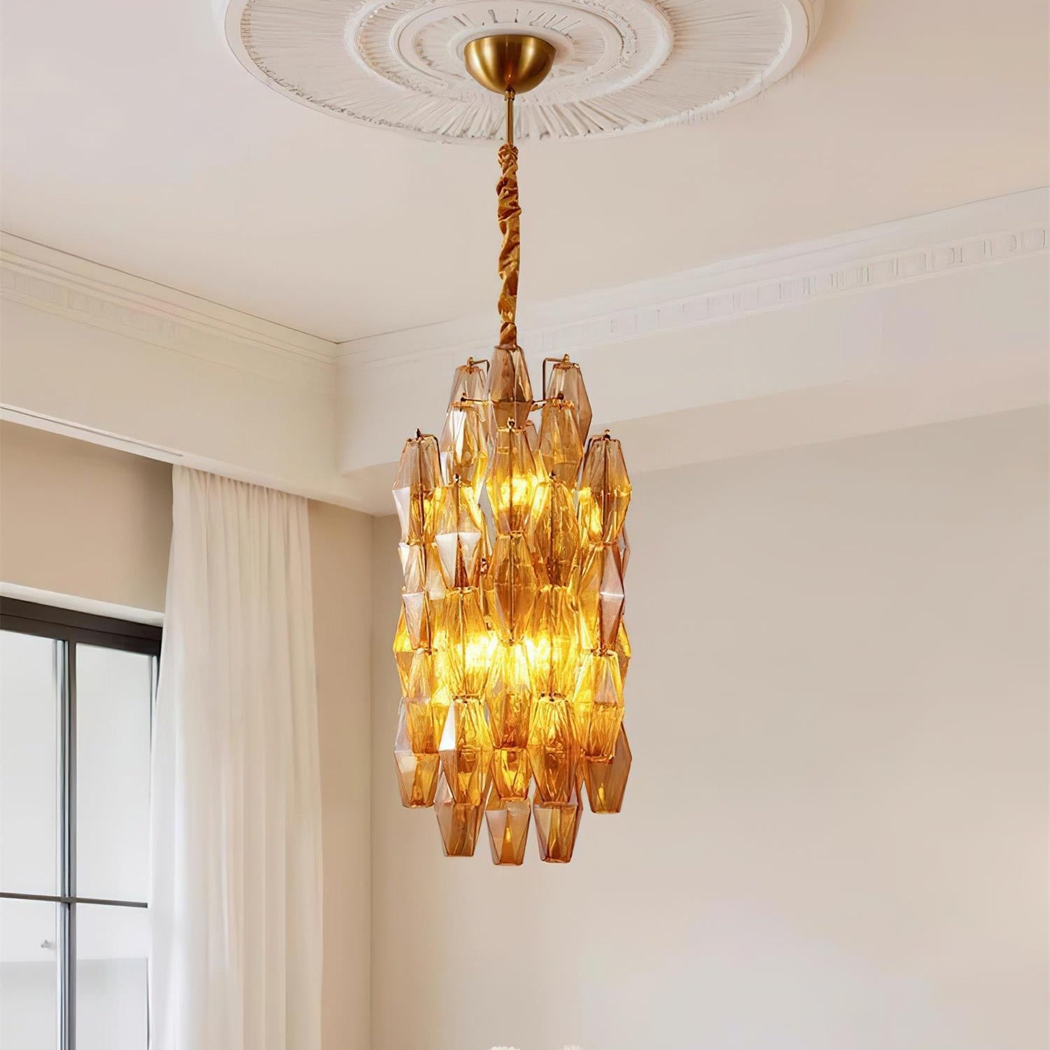 Verona Crystal Amber Pendant Lamp