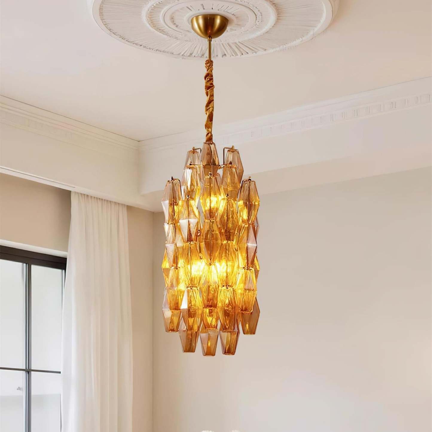 Verona Crystal Amber Pendant Lamp