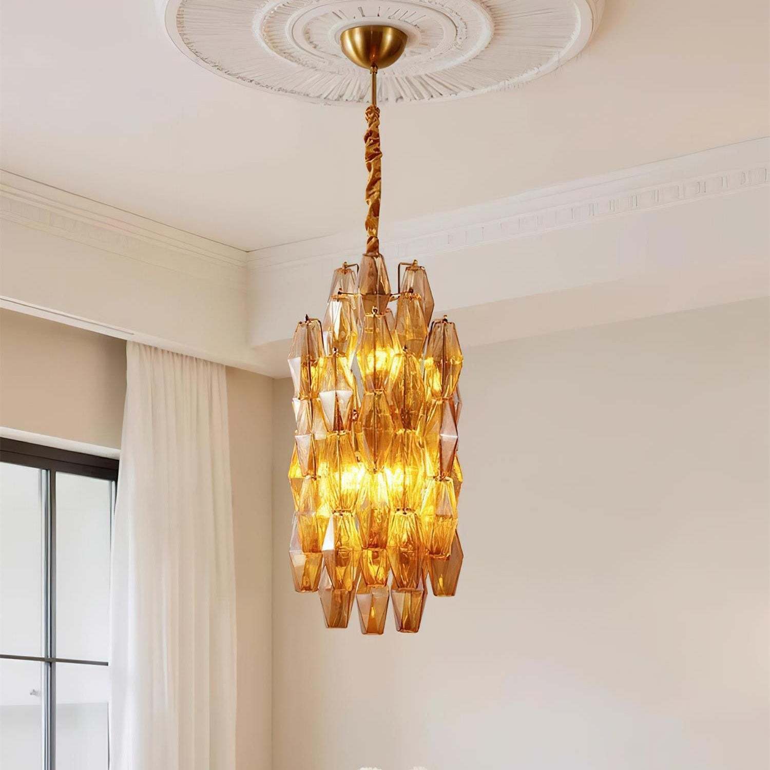 Verona Crystal Amber Pendant Lamp