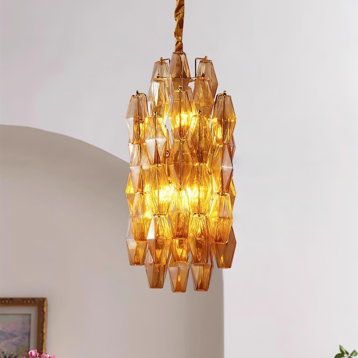 Verona Crystal Amber Pendant Lamp