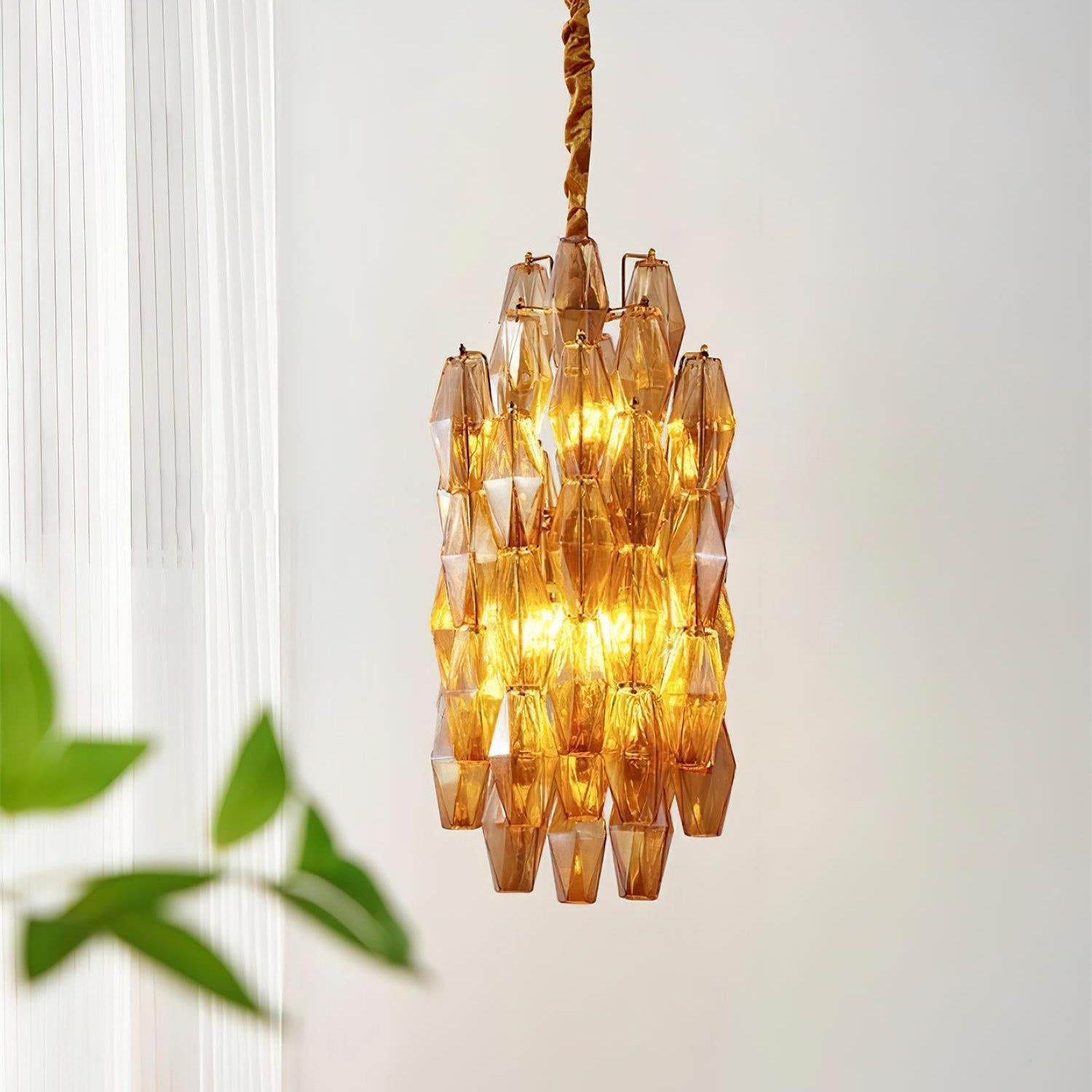 Verona Crystal Amber Pendant Lamp
