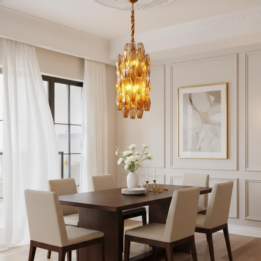 Verona Crystal Amber Pendant Lamp