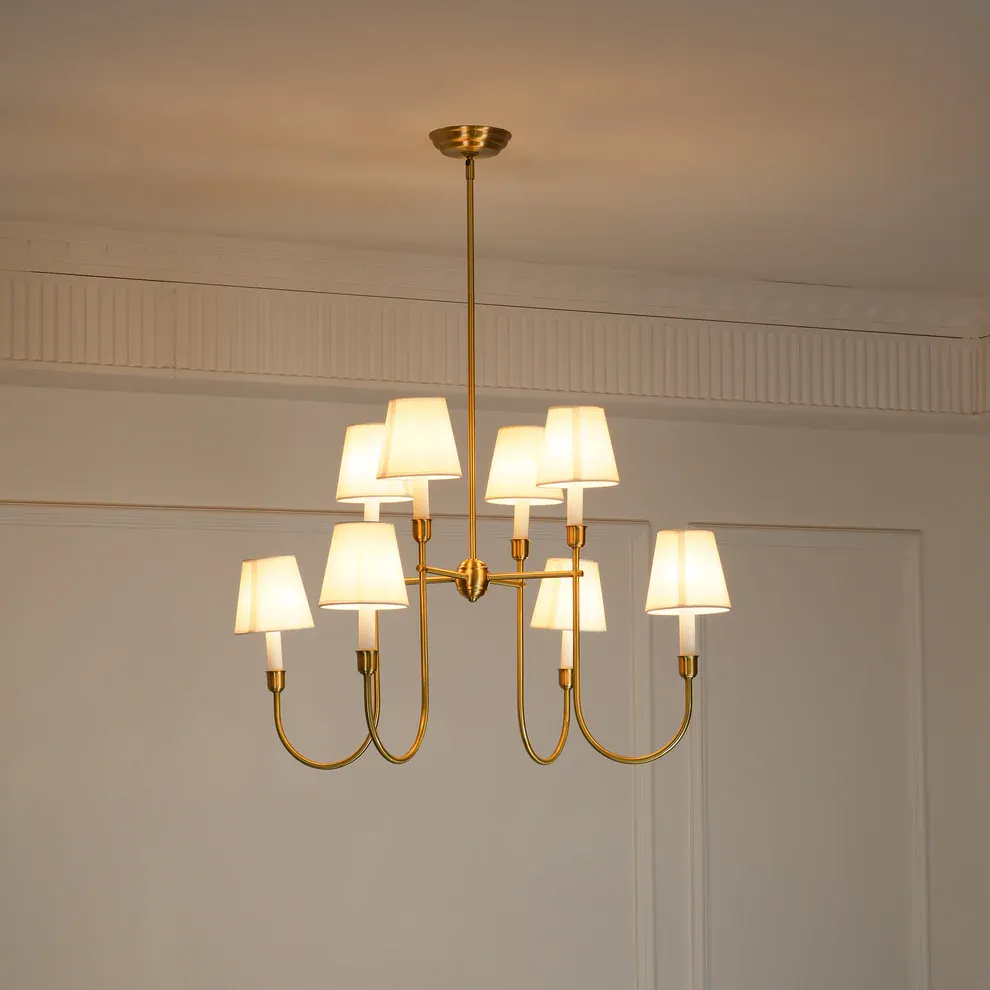 Alessio Vintage Luxury Metal Fabric Chandelier Shades Living Dining Room