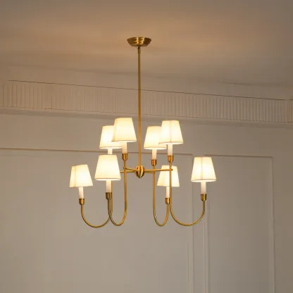 Alessio Vintage Luxury Metal Fabric Chandelier Shades Living Dining Room