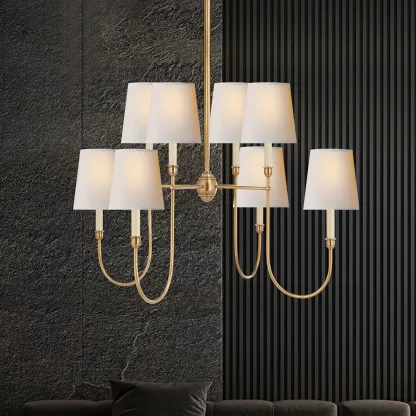 Alessio Vintage Luxury Metal Fabric Chandelier Shades Living Dining Room