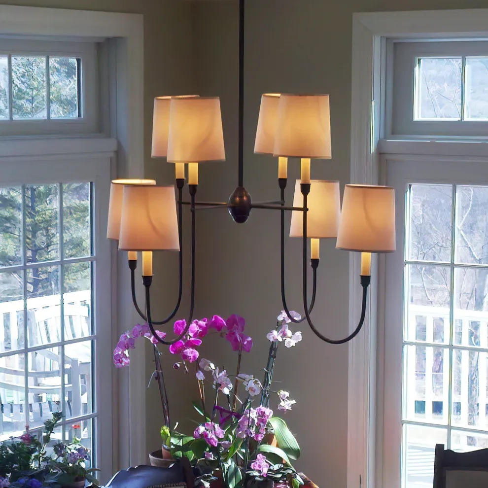 Alessio Vintage Luxury Metal Fabric Chandelier Shades Living Dining Room