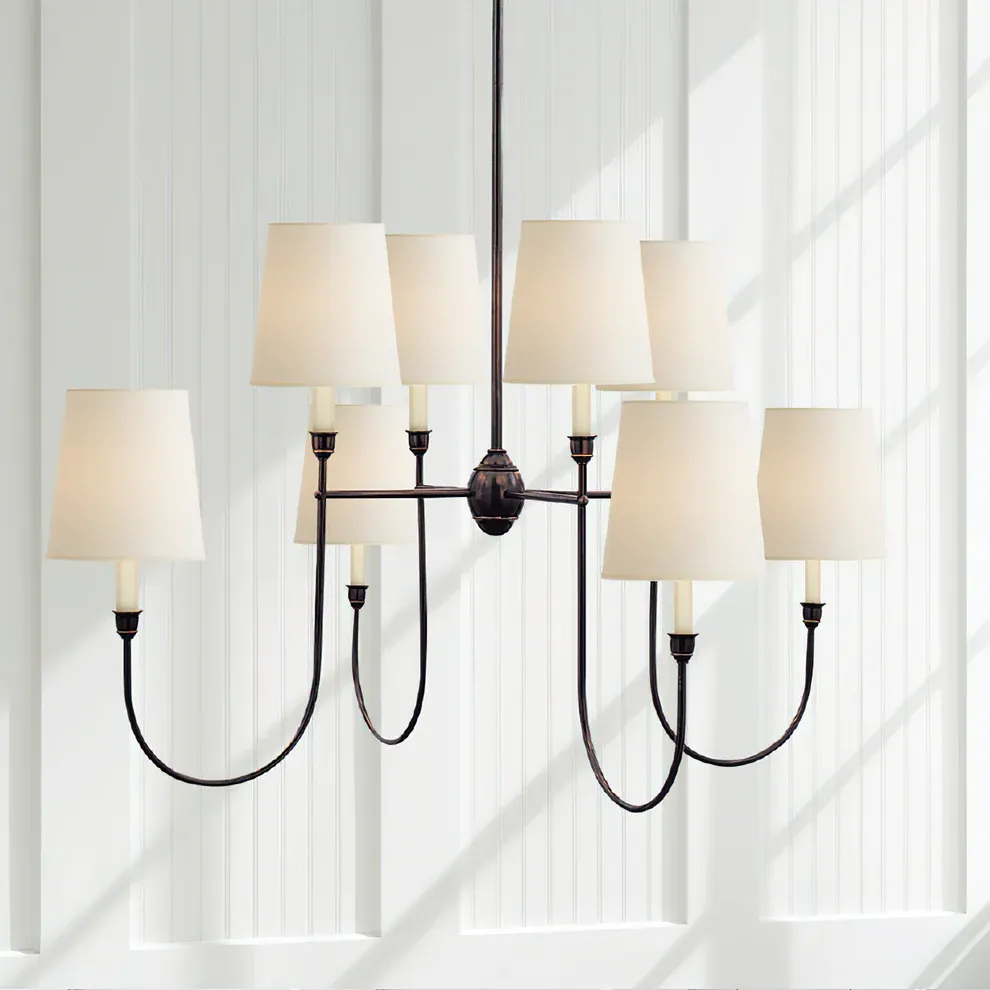 Alessio Vintage Luxury Metal Fabric Chandelier Shades Living Dining Room