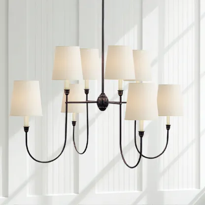 Alessio Vintage Luxury Metal Fabric Chandelier Shades Living Dining Room