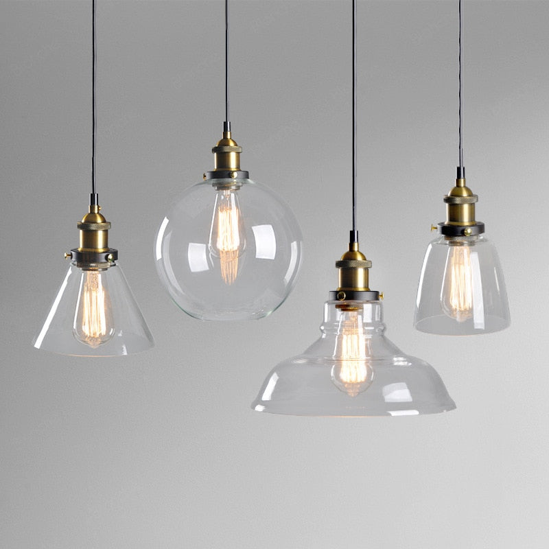 Levy suspension Industriel en Verre, Clair/Ambre/Gris Fumé