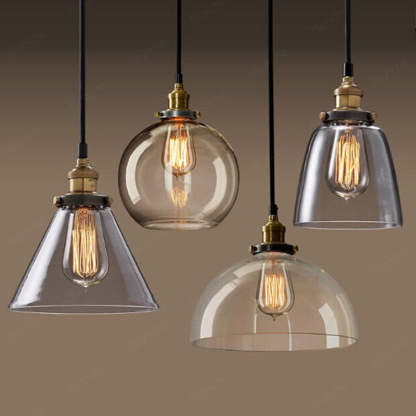 Levy suspension Industriel en Verre, Clair/Ambre/Gris Fumé
