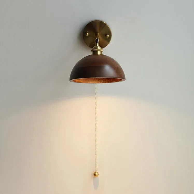 Alessio Vintage Round Wood Wall Light Bedroom Hallway Living Room