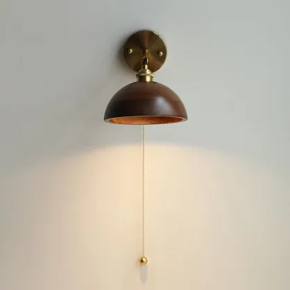 Alessio Vintage Round Wood Wall Light Bedroom Hallway Living Room