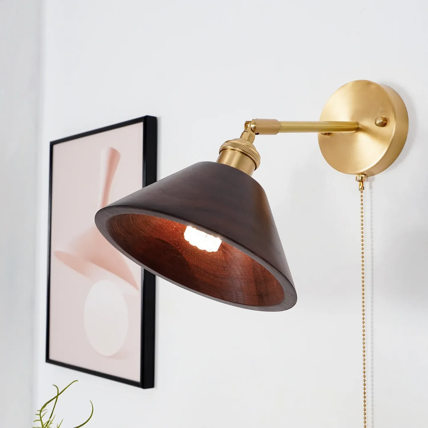 Alessio Vintage Round Wood Wall Light Bedroom Hallway Living Room