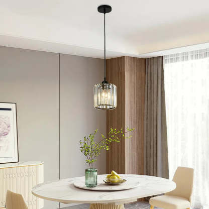 Kristy Suspension Ronde/Carré Nordique, Métal/Verre, Noir/Or, Salon/Bar