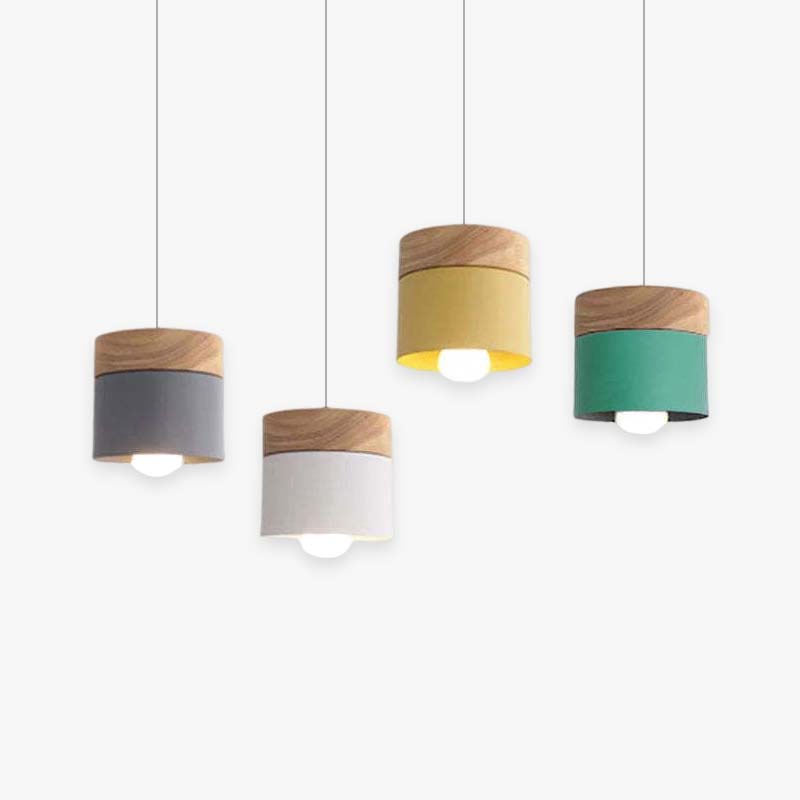 Morandi Suspension LED Macaron Nordique Métal/Bois Chambre