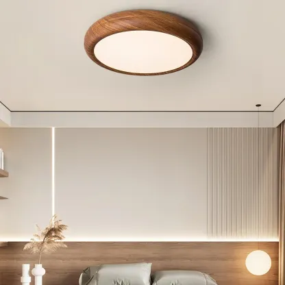 Ozawa Modern Minimalism Round Wood Ceiling Lamp Bedroom  Dining Room