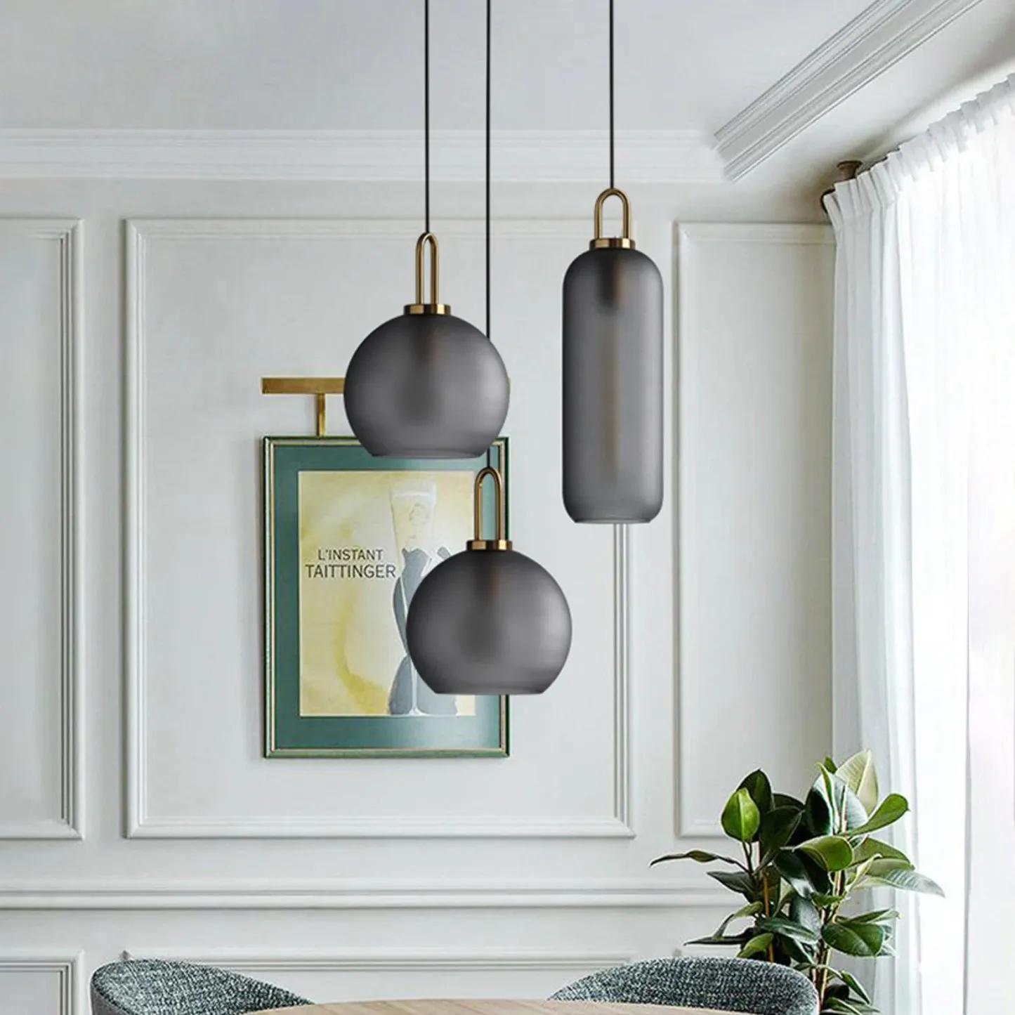 Hailie Moderne Rond Verre Suspensions Chambre à Coucher Salon Couloir
