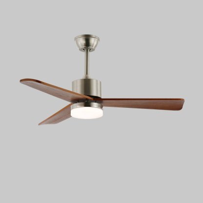 Ventilateur de plafond lumineux Ventio minimaliste argenté et bois - Neutralighting