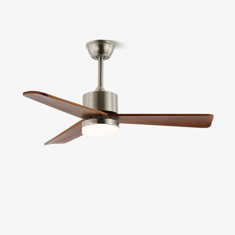 Ventilateur de plafond lumineux Ventio minimaliste argenté et bois - Neutralighting