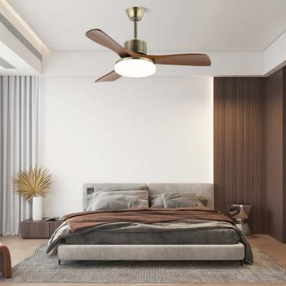 Ventilateur de plafond lumineux Ventio minimaliste argenté et bois - Neutralighting