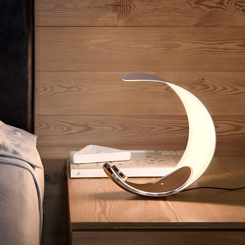 Elif Lampe de Table Lune Moderne, Métal/Acrylique, Blanc, Salon