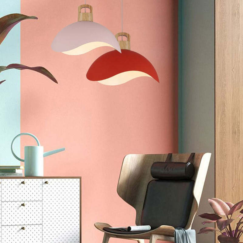 Suspensions Nordic Modern Wood Aluminium Macaron E27
