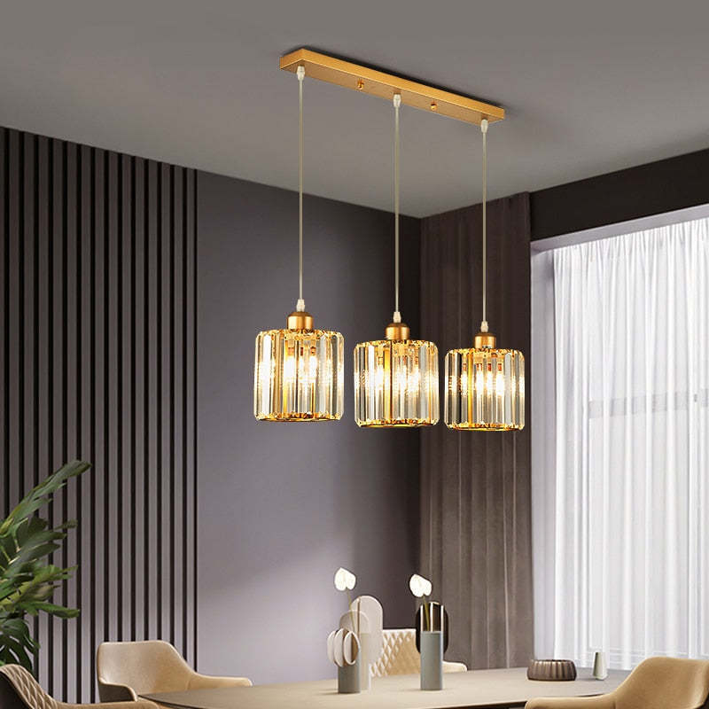 Kristy Suspension Ronde/Carré Nordique, Métal/Verre, Noir/Or, Salon/Bar