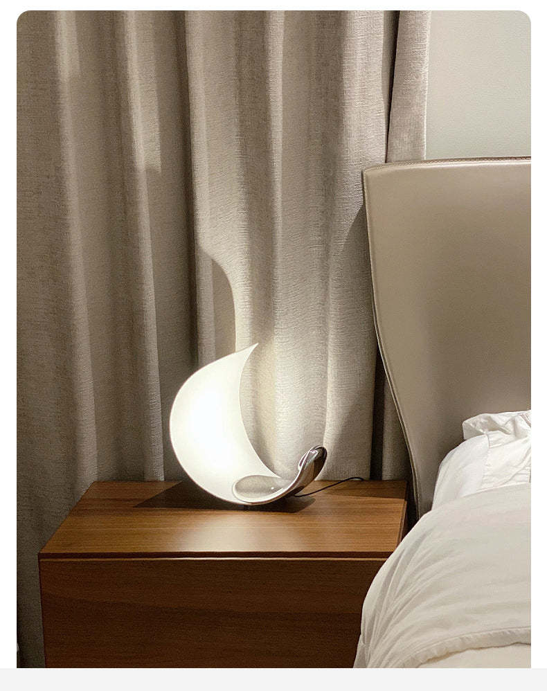 Elif Lampe de Table Lune Moderne, Métal/Acrylique, Blanc, Salon