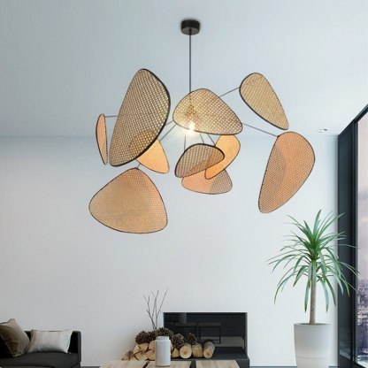 Ritta Suspension Petale Moderne, Metal/Rotin, Salon