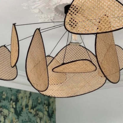 Ritta Suspension Petale Moderne, Metal/Rotin, Salon