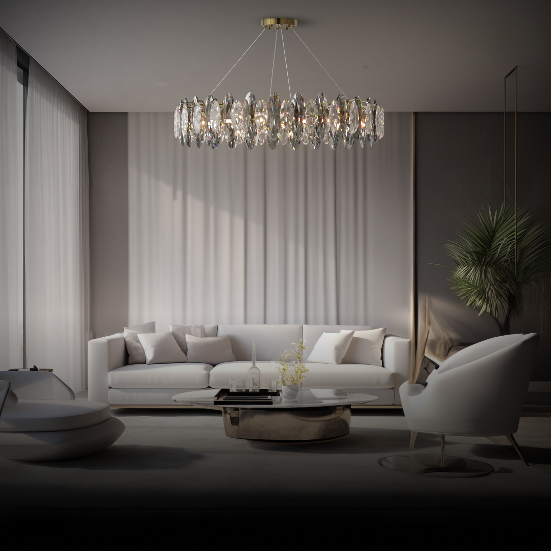 Marilyn Design LED Lustre Verre/Métal Cristaux Dorés Salon/Chambre à Coucher