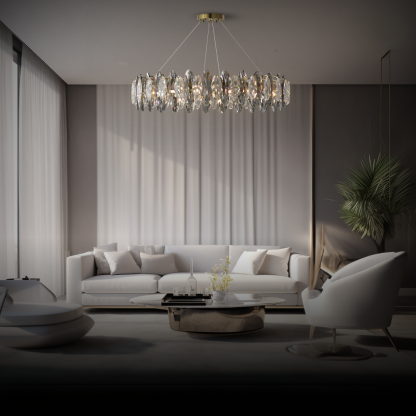 Marilyn Design LED Lustre Verre/Métal Cristaux Dorés Salon/Chambre à Coucher
