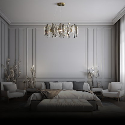 Marilyn Design LED Lustre Verre/Métal Cristaux Dorés Salon/Chambre à Coucher