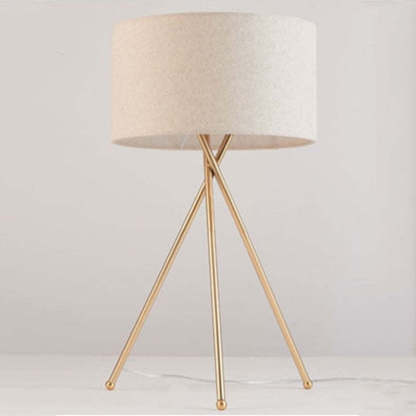Baines Lampadaire/Lampe de Table Cylindre Moderne, Métal/Tissu, Blanc, Salon