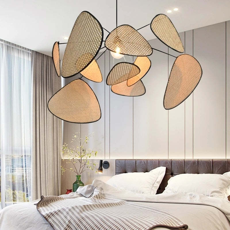Ritta Suspension Petale Moderne, Metal/Rotin, Salon