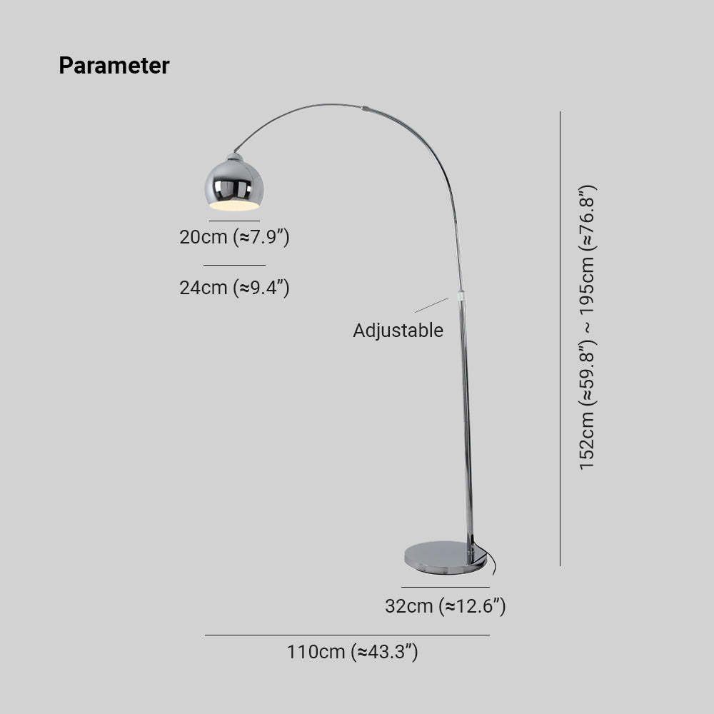 Salgado Design Lampadaire Canne à Pêche Simple Argent Métal/Verre Chrome Salon Grande