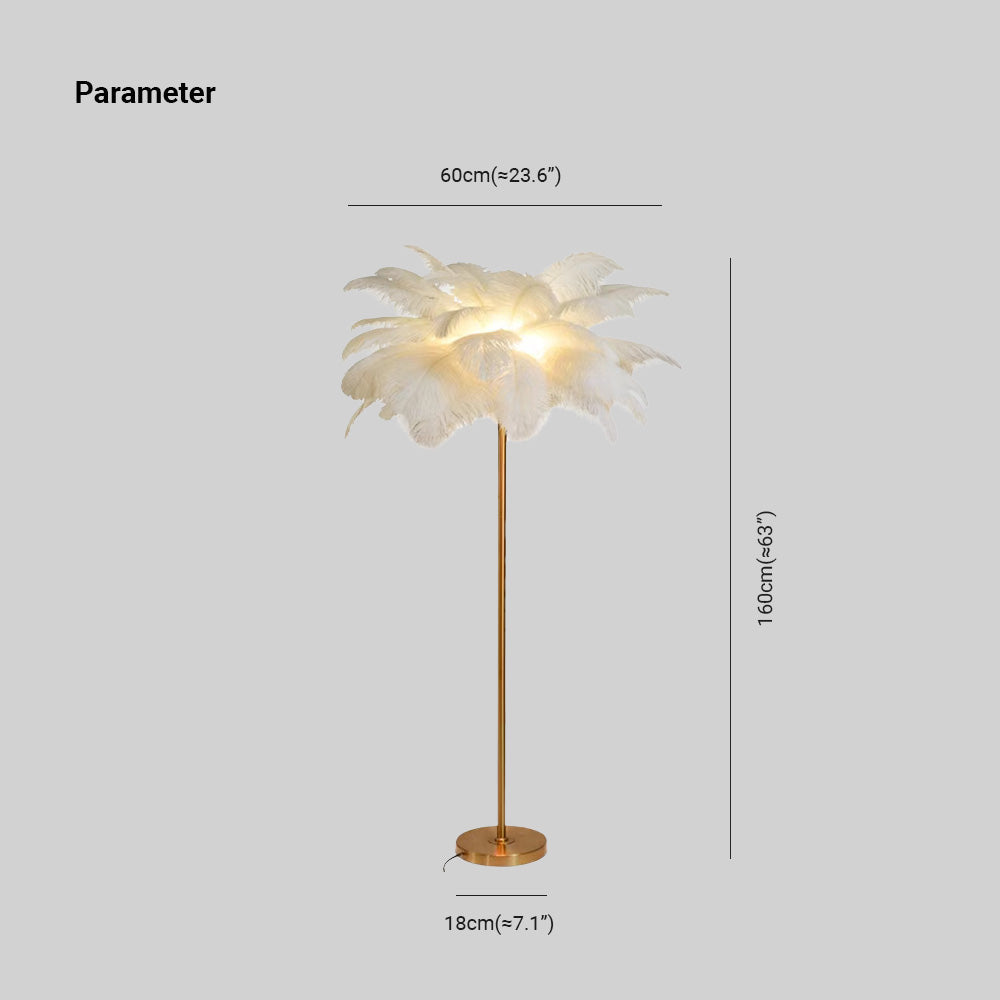 O'Moore Lampadaire Arbre Design Plume/Métal Blanc/Rose/Khaki Salon