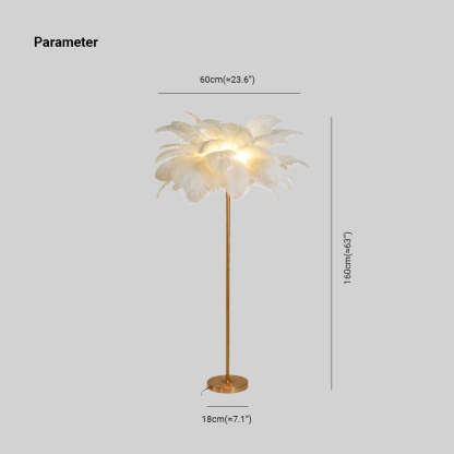 O'Moore Lampadaire Arbre Design Plume/Métal Blanc/Rose/Khaki Salon